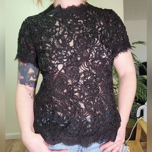 Anne Klein Black Lace Blouse